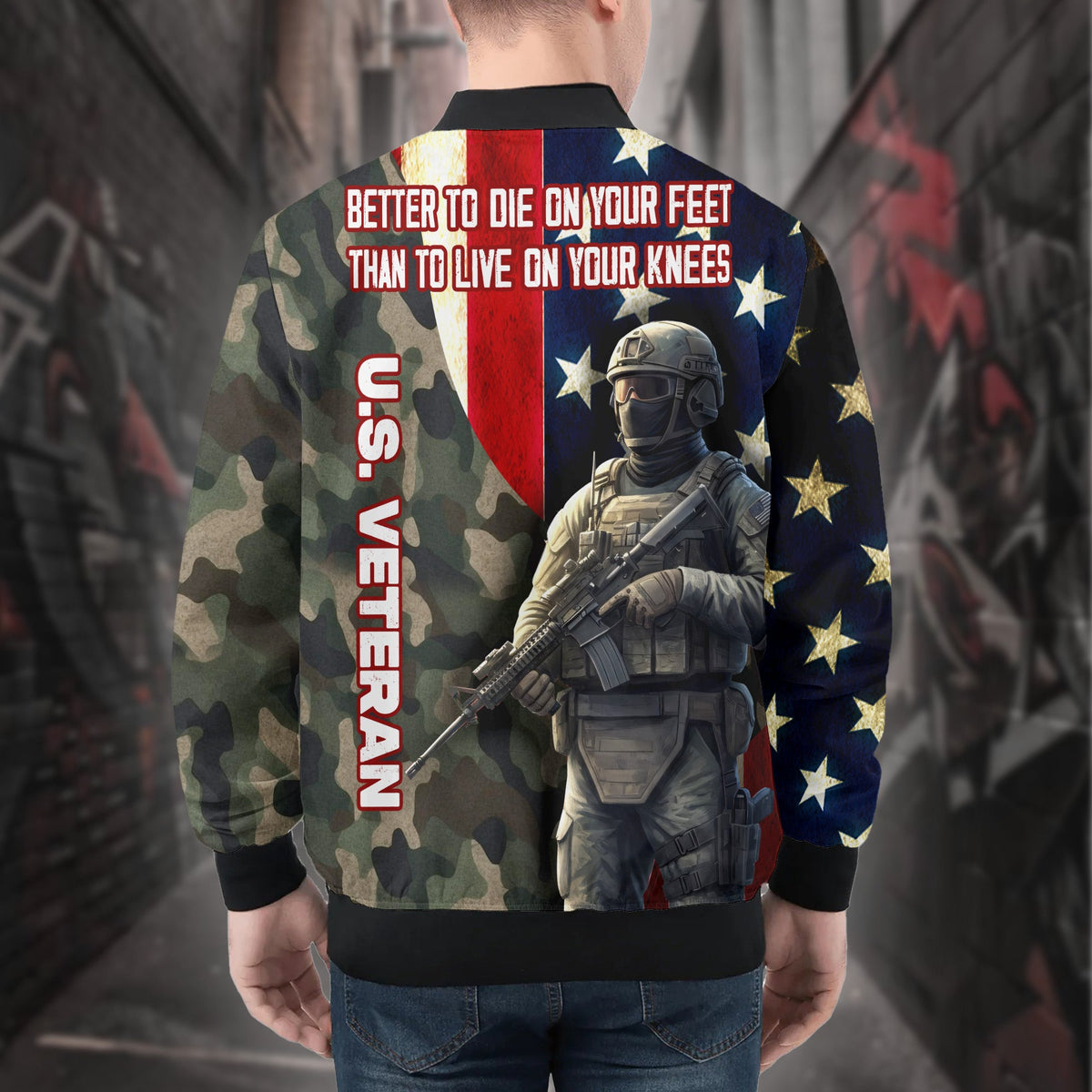 US Veteran Personalized All-over Print Bomber Jacket product image 2