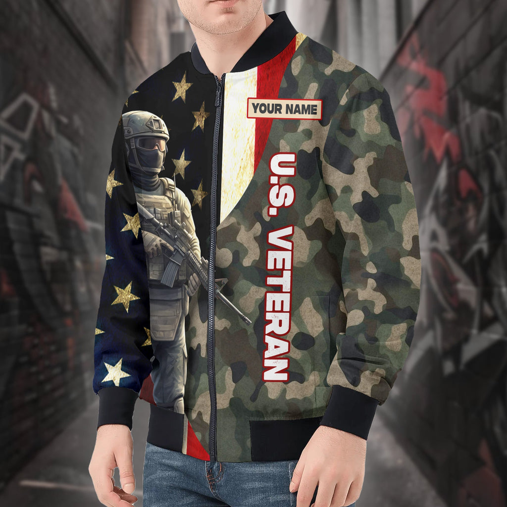 US Veteran Personalized All-over Print Bomber Jacket product image 4