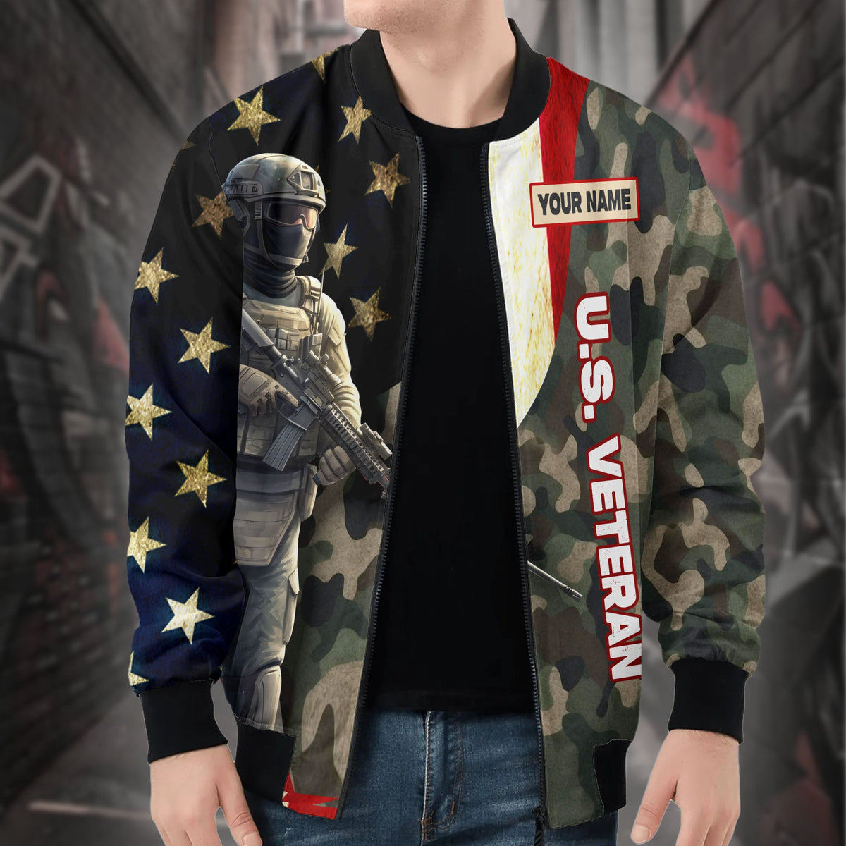 US Veteran Personalized All-over Print Bomber Jacket product image 5