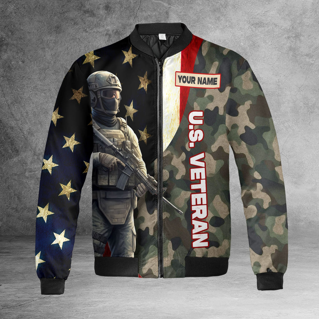 US Veteran Personalized All-over Print Bomber Jacket product image 6