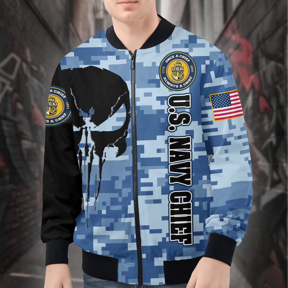 US Navy Chief All-over Print Bomber Jacket product image 1