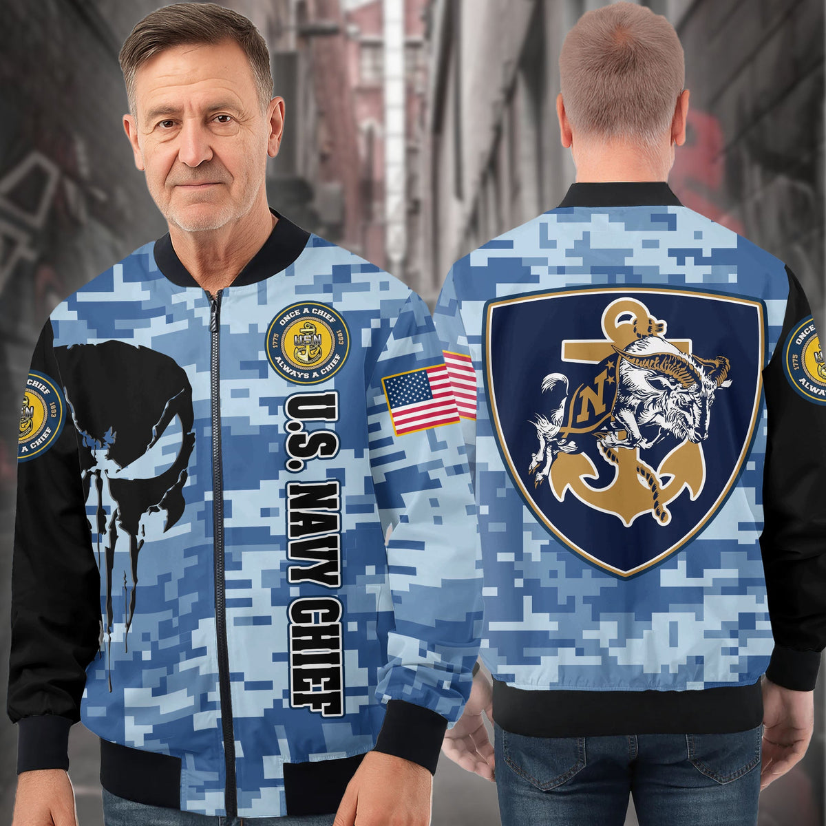 US Navy Chief All-over Print Bomber Jacket product image 3