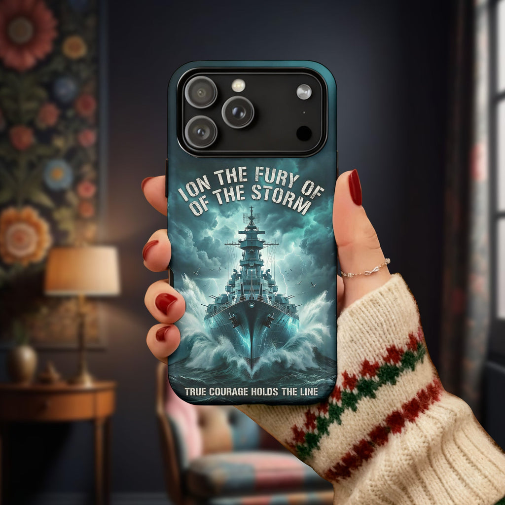 Courage Holds the Line at Sea Phone Case