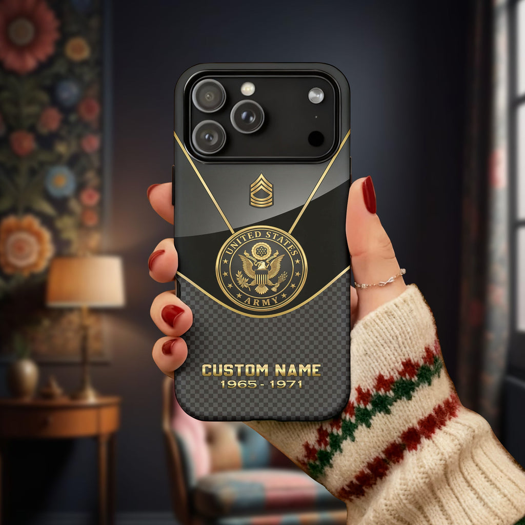 Army Honor in Black and Gold Personalized Phone Case