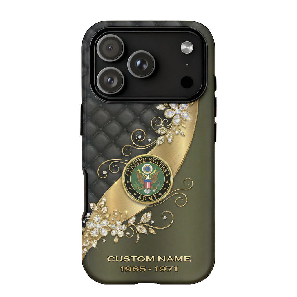 Army Elegance in Gold Personalized Phone Case