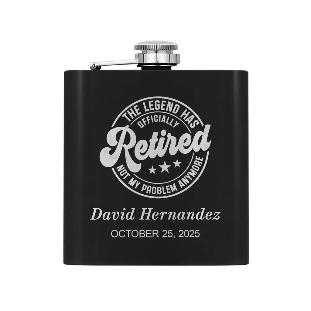 Legendary Retirement Celebration Gift Set Personalized Hip Flask Set