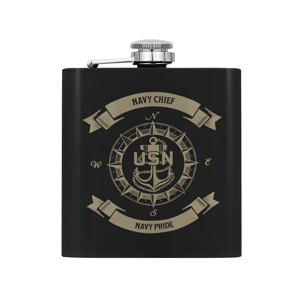 Navy Chief Pride Gift Set Hip Flask Set