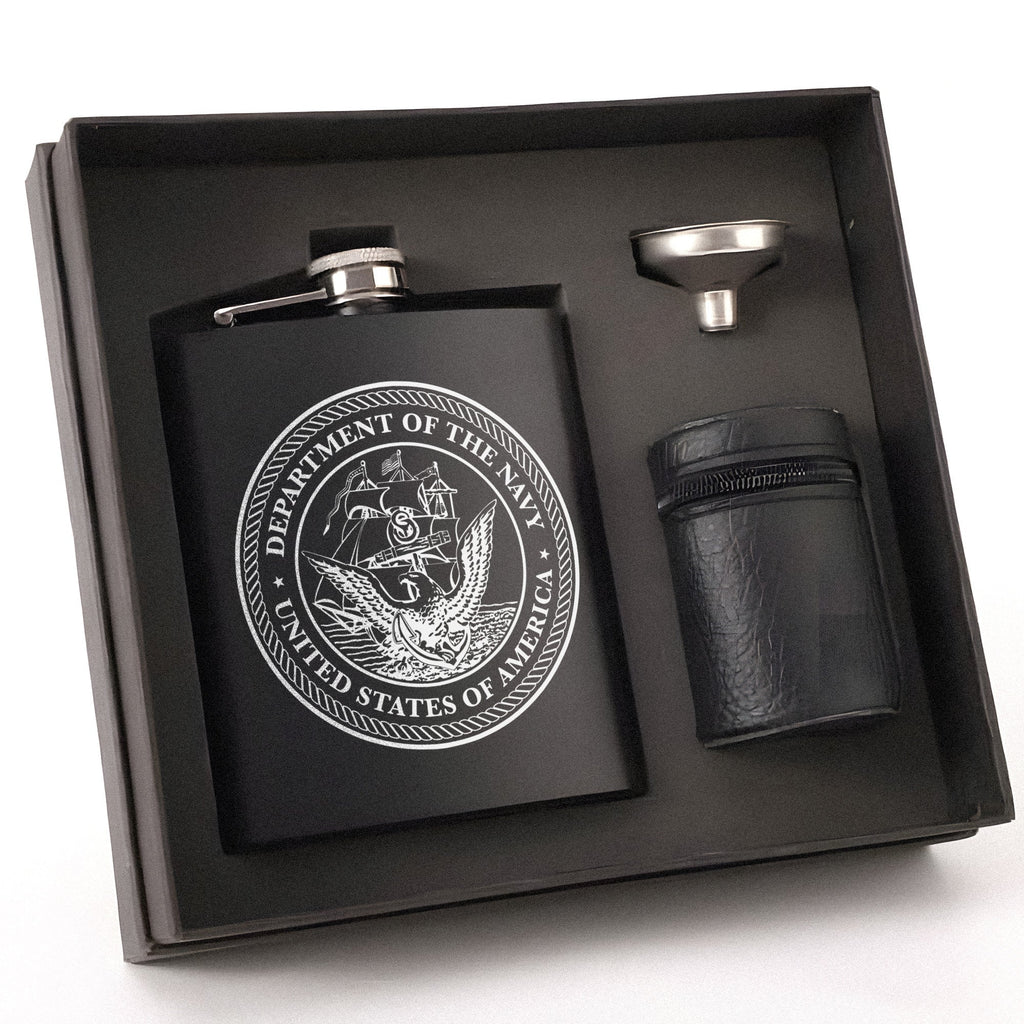 Nautical Gift Set for Navy Enthusiasts Hip Flask Set