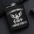 Honor Courage Commitment Gift for Veterans Hip Flask Set