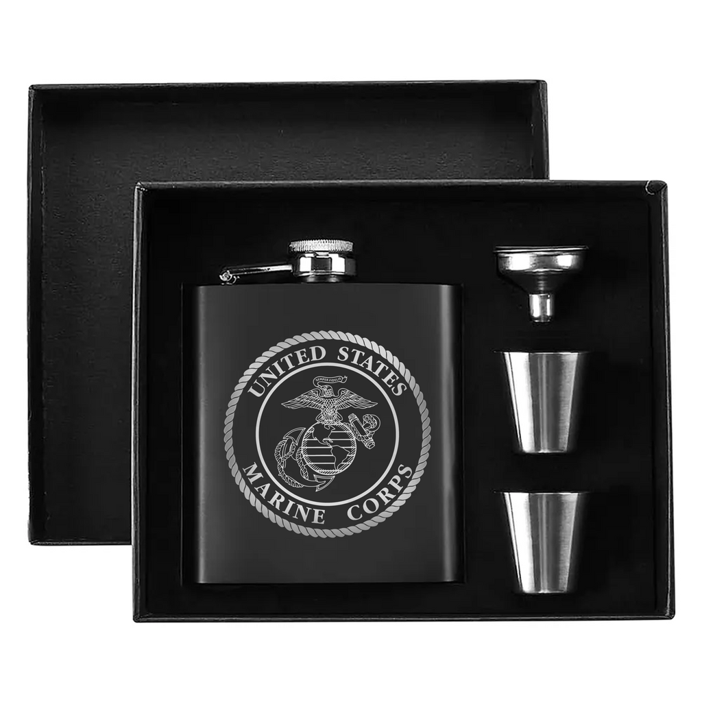 Proud Marine Corps Gift Set Hip Flask Set