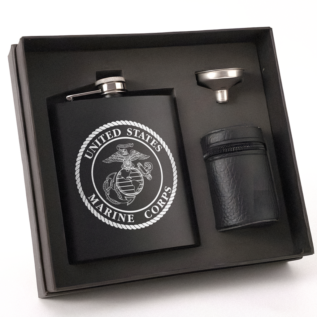 Proud Marine Corps Gift Set Hip Flask Set