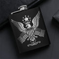 Patriotic Eagle Emblem Design Hip Flask Set