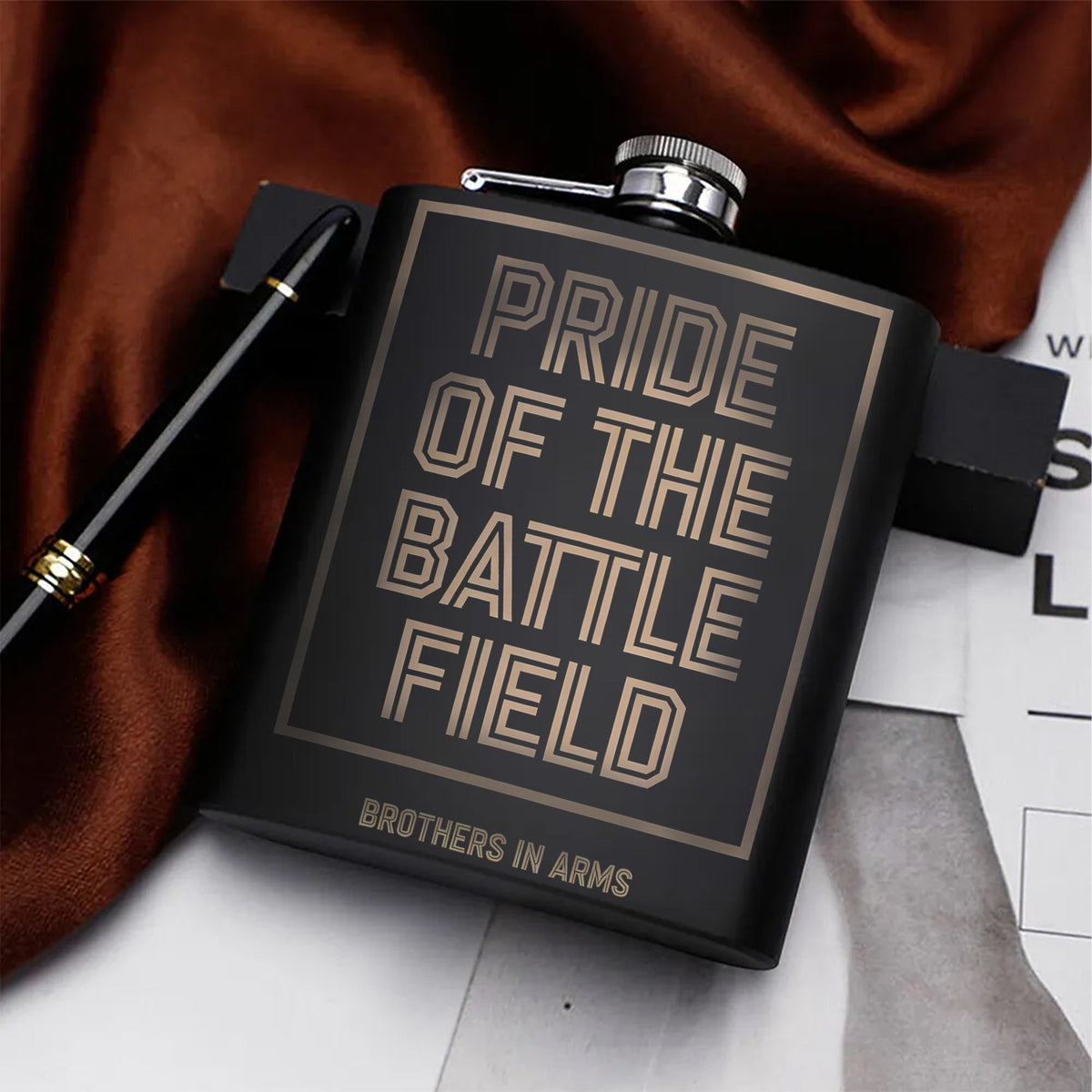 Pride of the Battlefield Gift for Warriors Hip Flask Set