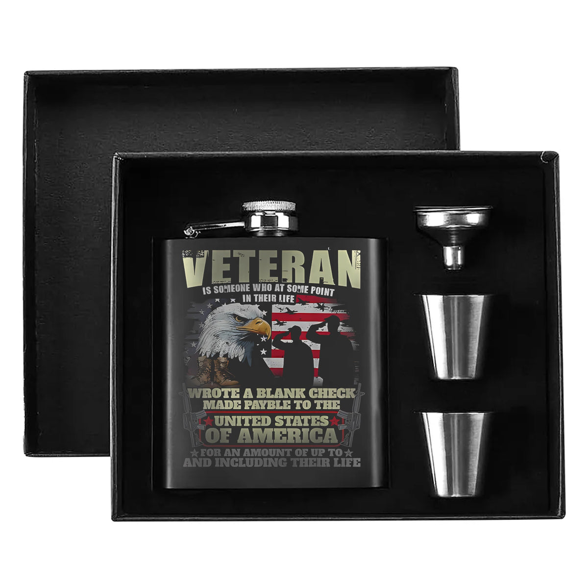 Honoring Our Brave Veterans Hip Flask Set