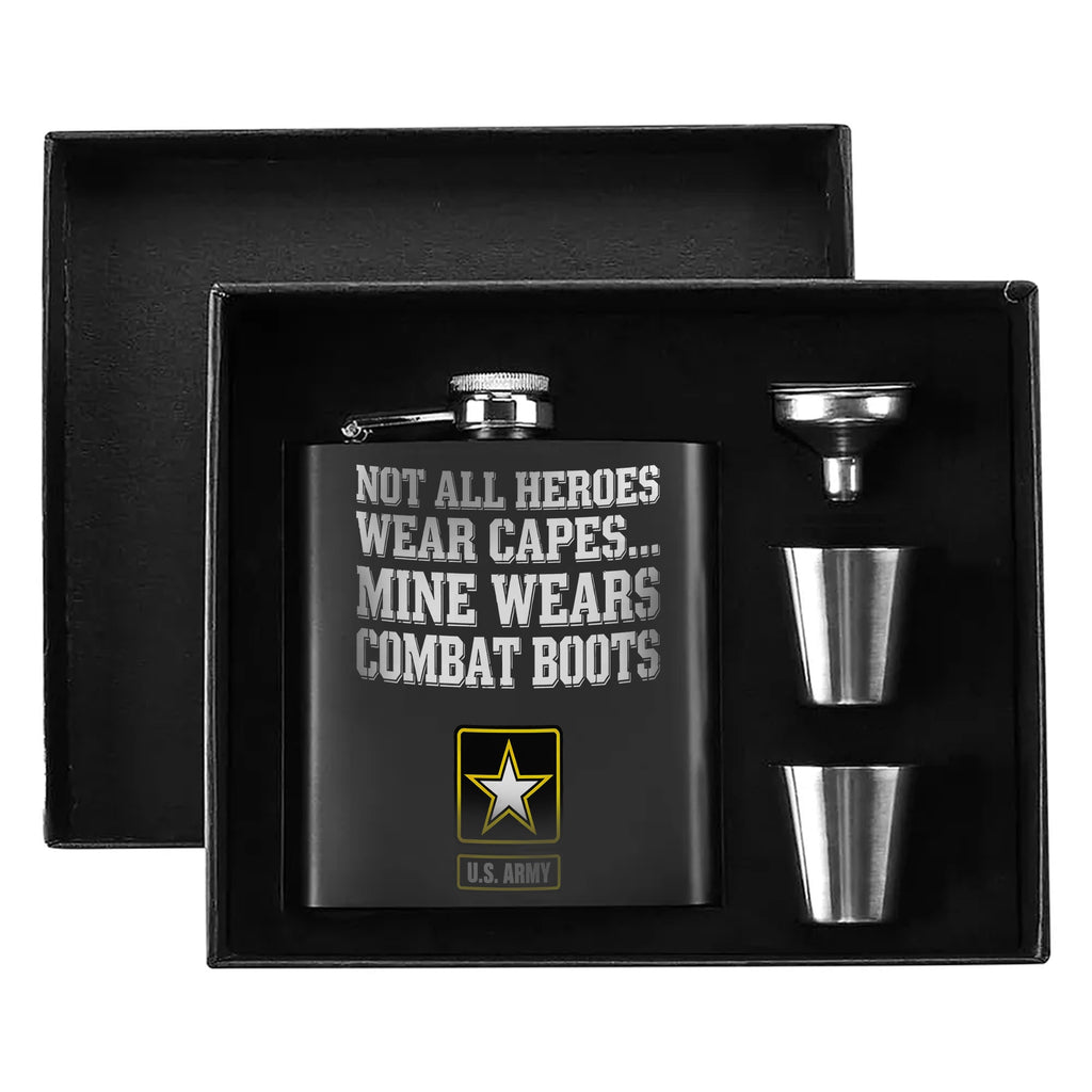 Heroic Tribute to Our Brave Soldiers Hip Flask Set