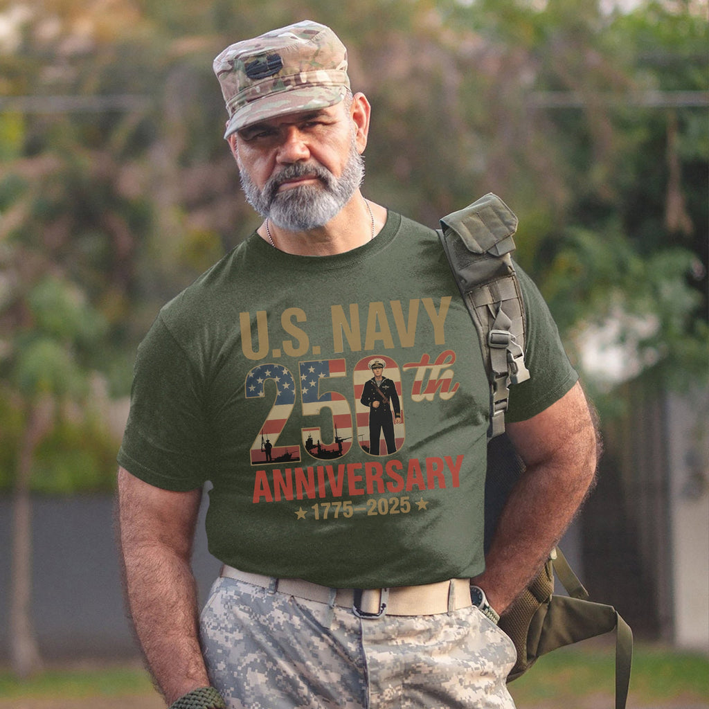 Proud Navy Day 250th Anniversary 1775–2025 T-Shirt product image 6