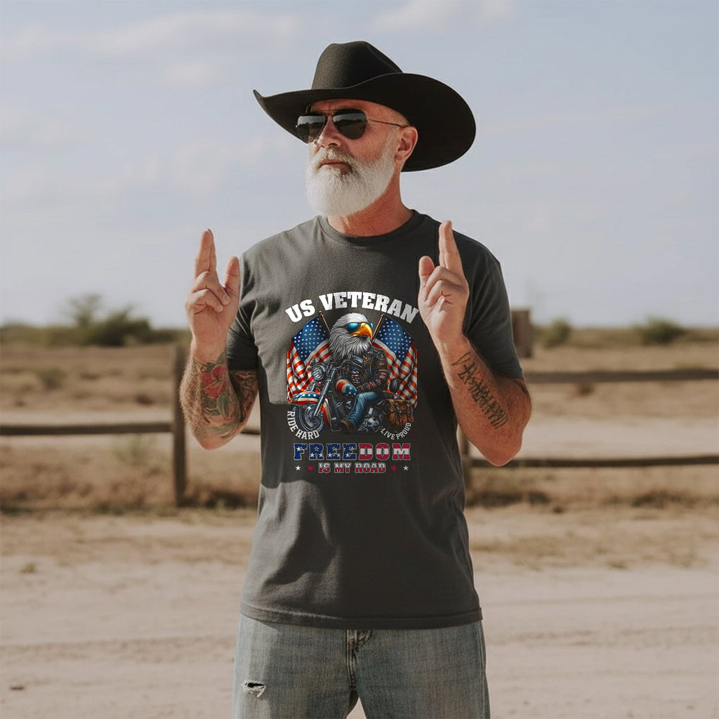 Veteran Freedom Is My Road Proud US T-Shirt product image 4