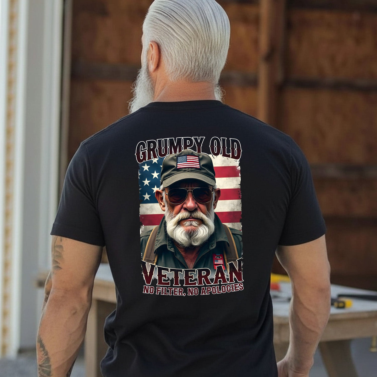 Grumpy Old Veteran No Filter No Apologies T-Shirt product image 2