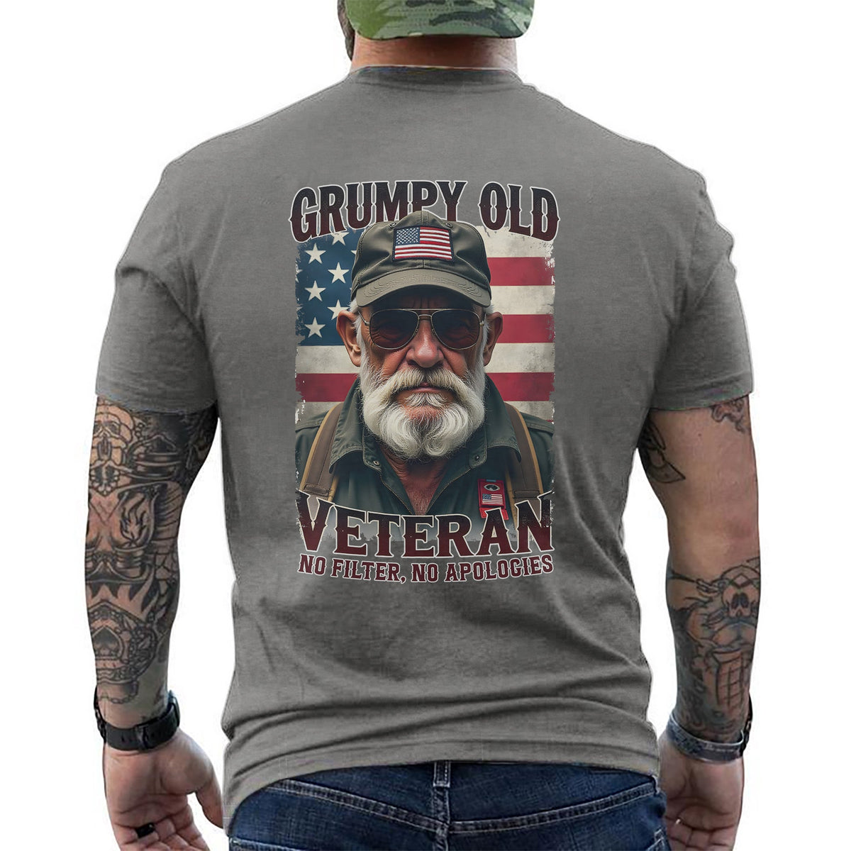 Grumpy Old Veteran No Filter No Apologies T-Shirt product image 15