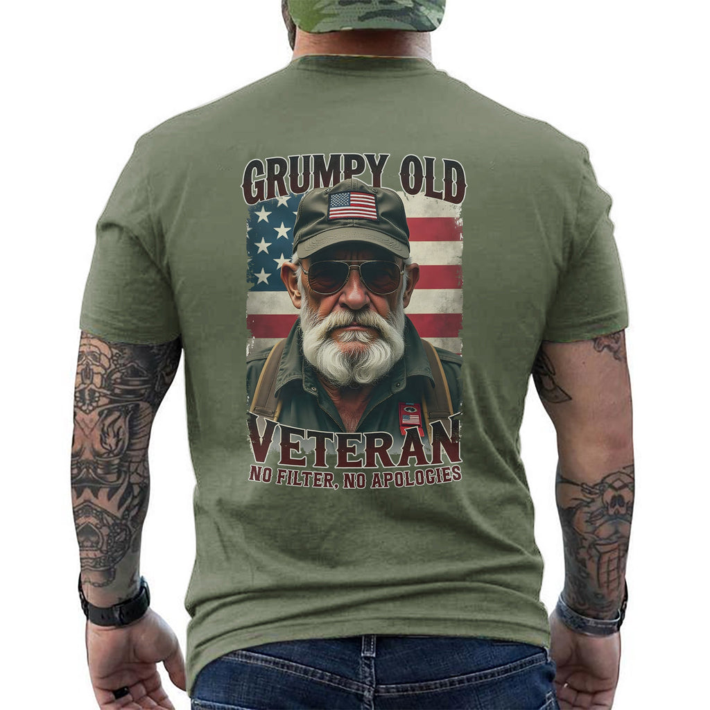 Grumpy Old Veteran No Filter No Apologies T-Shirt product image 6