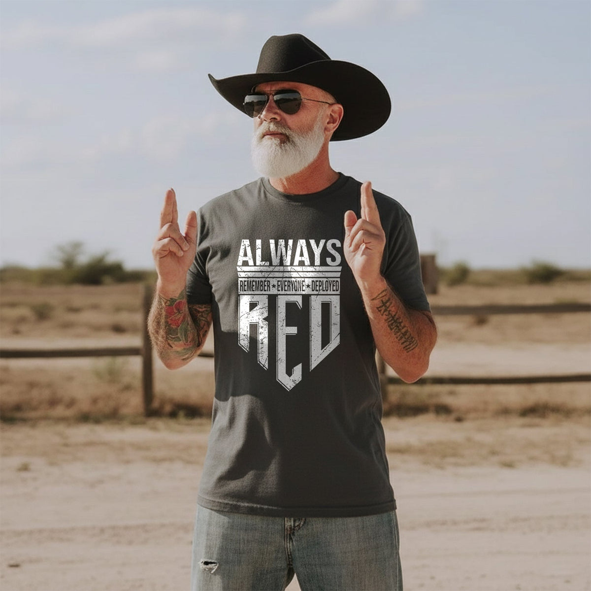 Always Remember Everyone Deployed Proud US T-Shirt product image 4