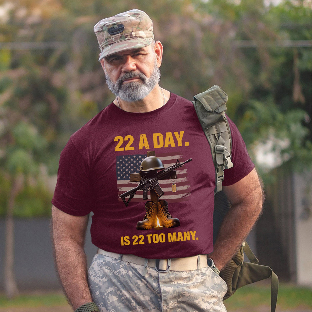 22 a Day Is 22 Too Many Stop Veteran Suicide T-Shirt product image 11