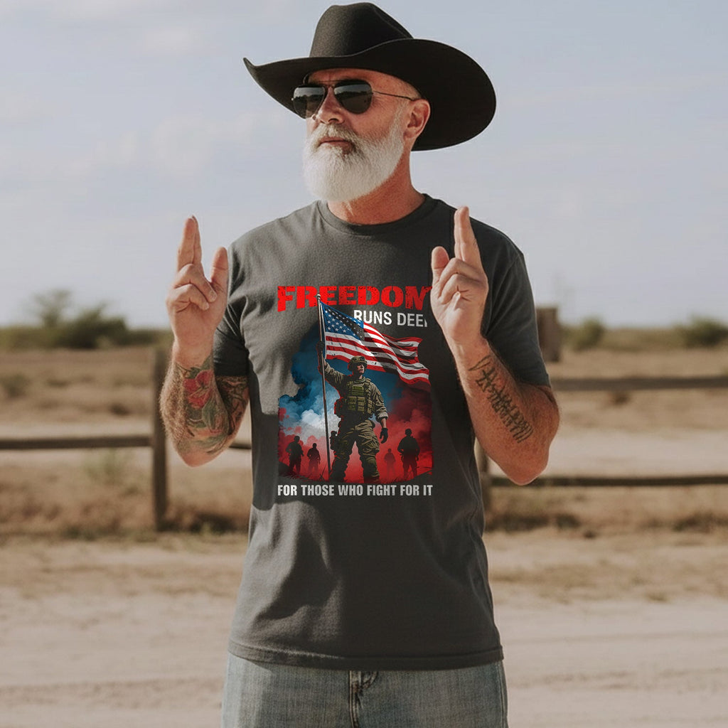Freedom Runs Deep for Those Who Fight It T-Shirt product image 4