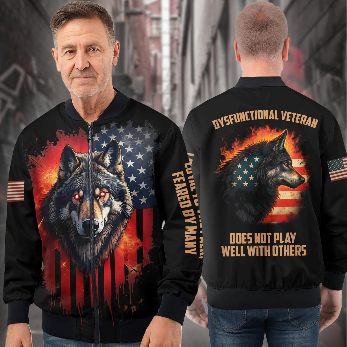 Dysfunctional Veteran All-over Print Bomber Jacket product image 3