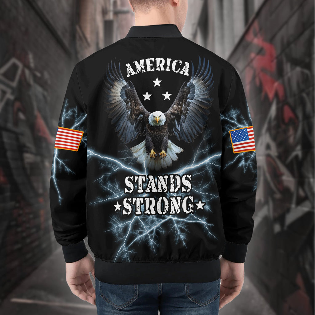 U.S. Veteran Pride All-over Print Bomber Jacket product image 2