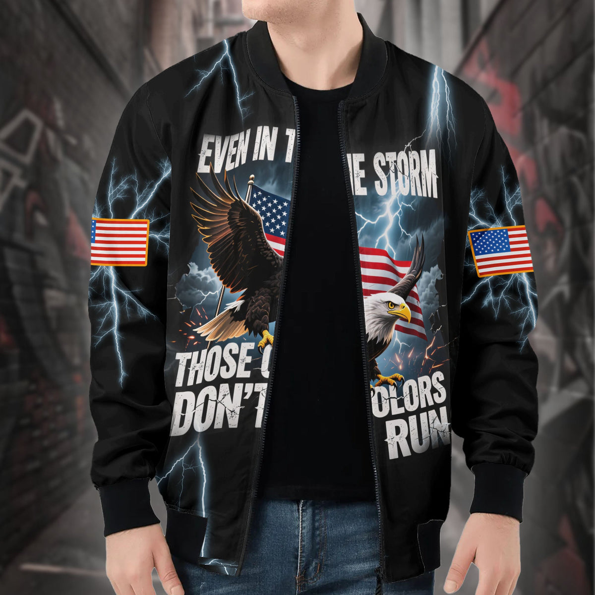 U.S. Veteran Pride All-over Print Bomber Jacket product image 5