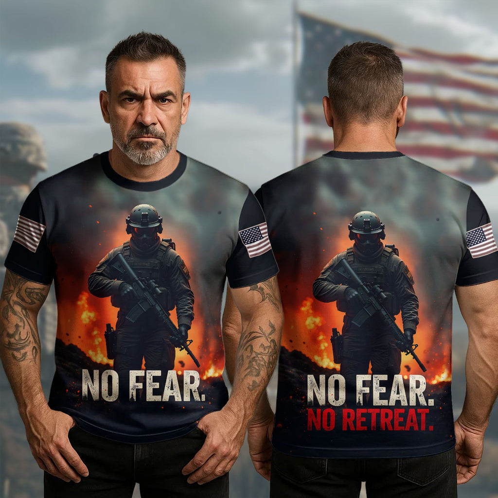 No Fear No Retreat Veteran All-over Print T-Shirt product image 10