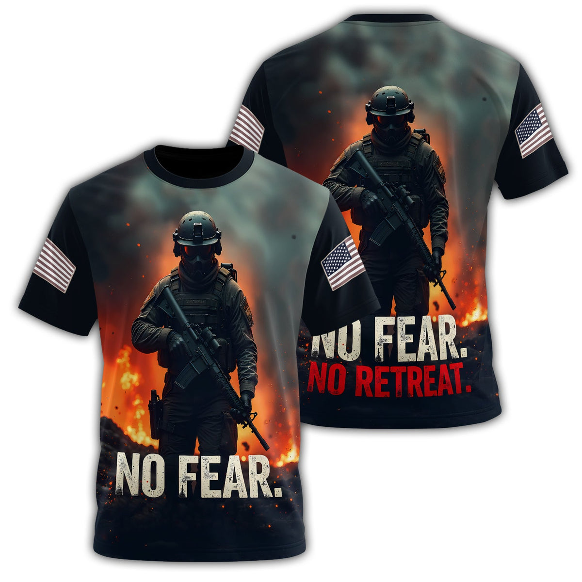 No Fear No Retreat Veteran All-over Print T-Shirt product image 1