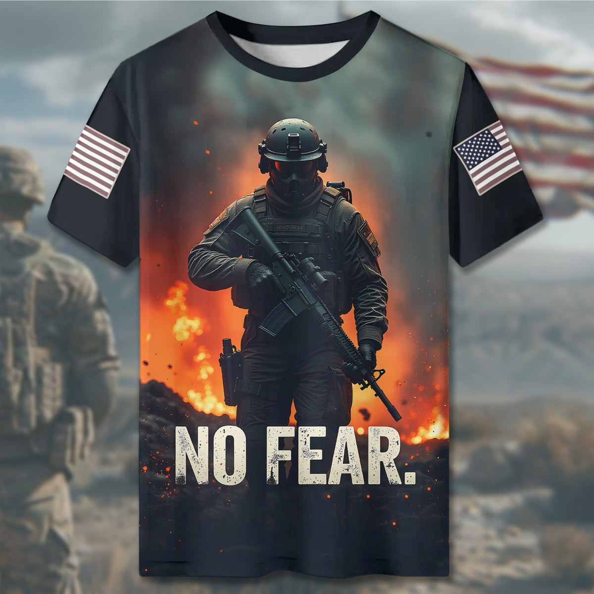 No Fear No Retreat Veteran All-over Print T-Shirt product image 4