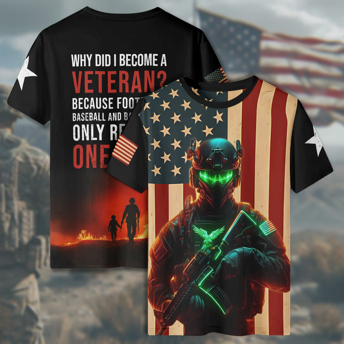 Why Did I Become a Veteran All-over Print T-Shirt product image 6