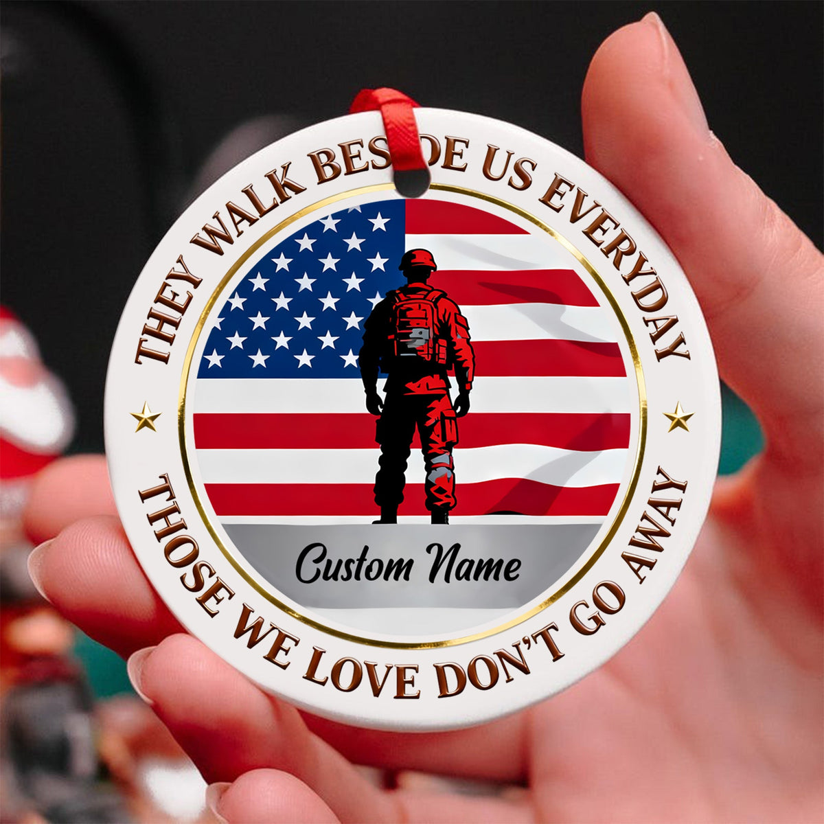 Memorial Veteran Patriotic Personalized Ornament