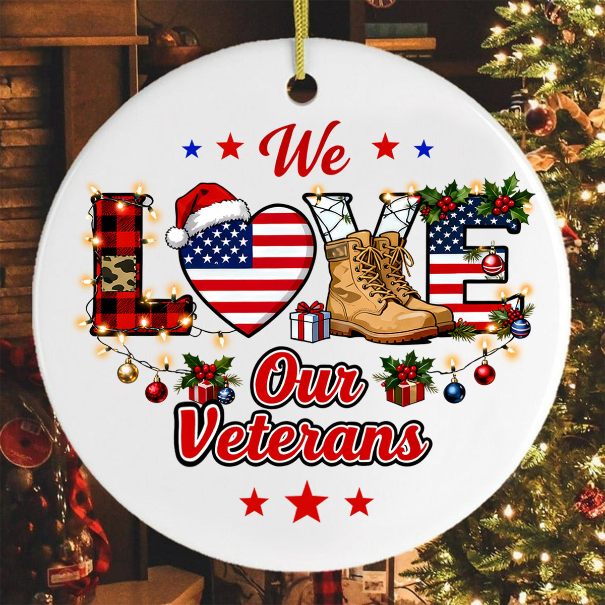 Veteran Pride American Flag Ornament