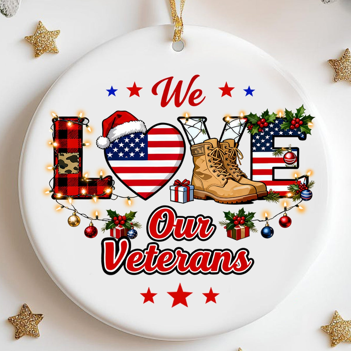 Veteran Pride American Flag Ornament