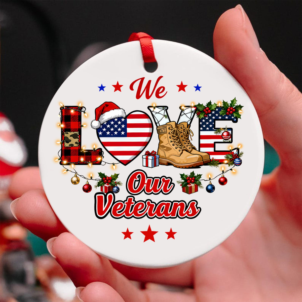 Veteran Pride American Flag Ornament