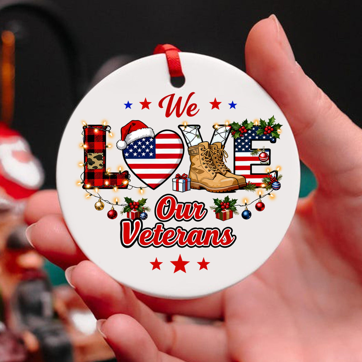 Veteran Pride American Flag Ornament