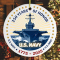 US Navy 250 Years of Honor Veteran Ornament