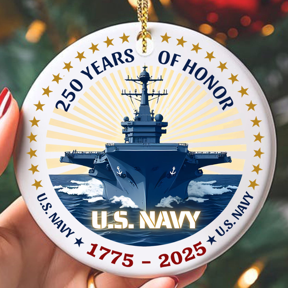 US Navy 250 Years of Honor Veteran Ornament