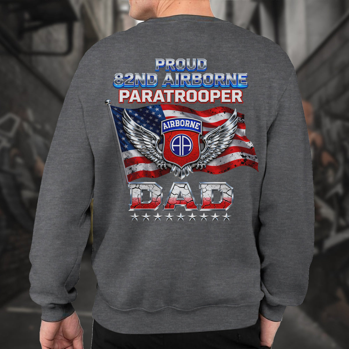 Proud 82nd Airborne Paratrooper Dad US Sweatshirt product image 7