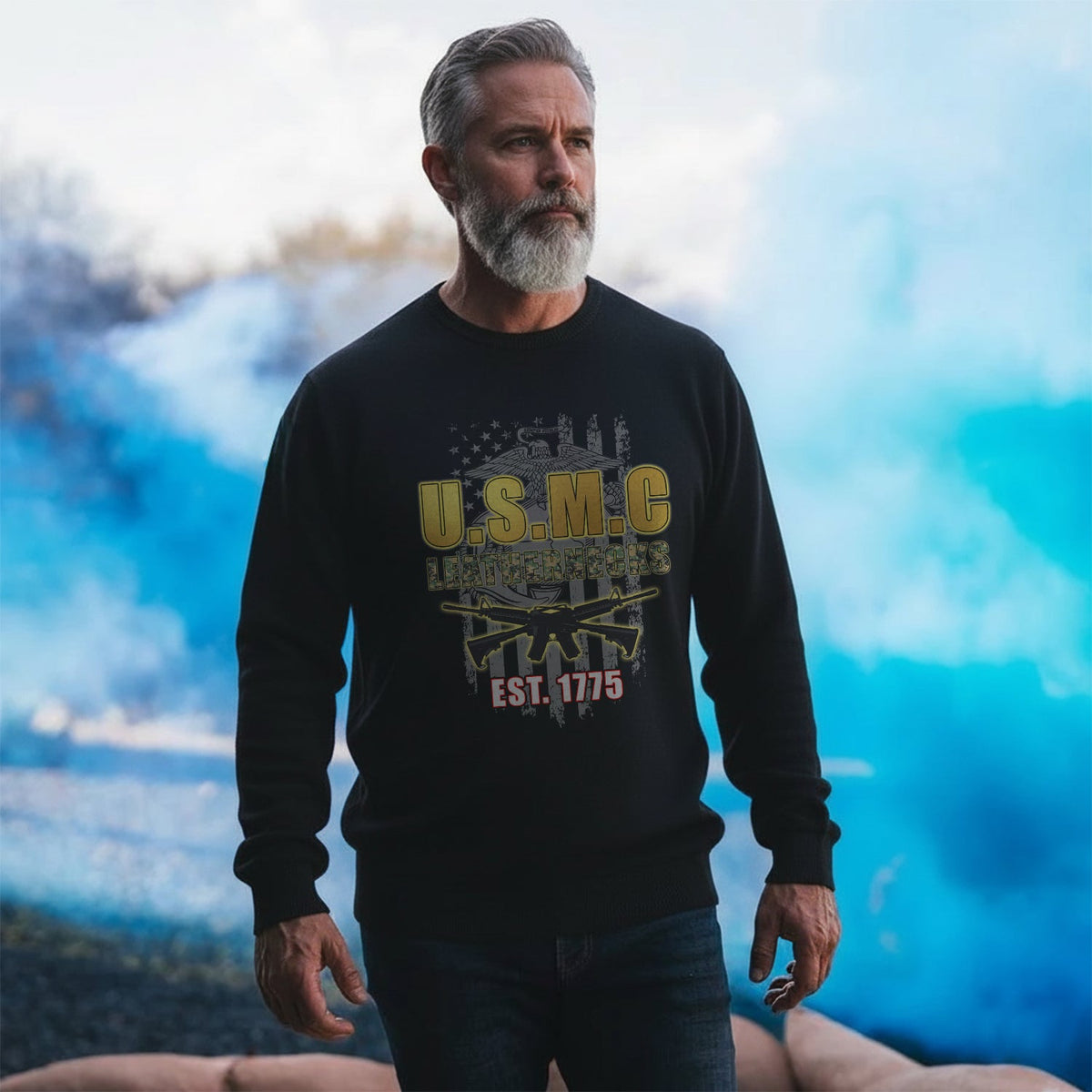 USMC Leathernecks Est 1775 Proud US Sweatshirt product image 2