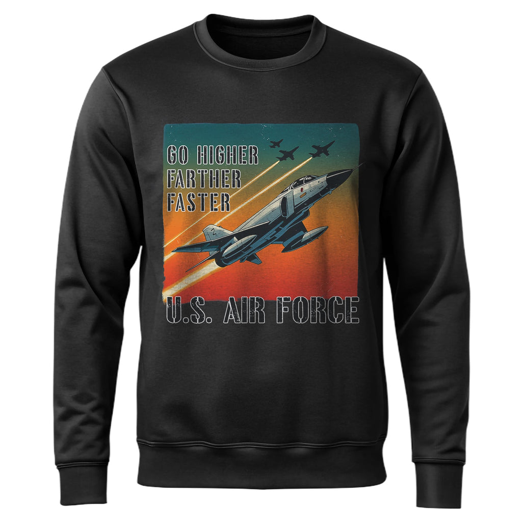Go Higher Farther Faster US Air Force Veteran Sweatshirt product image 1