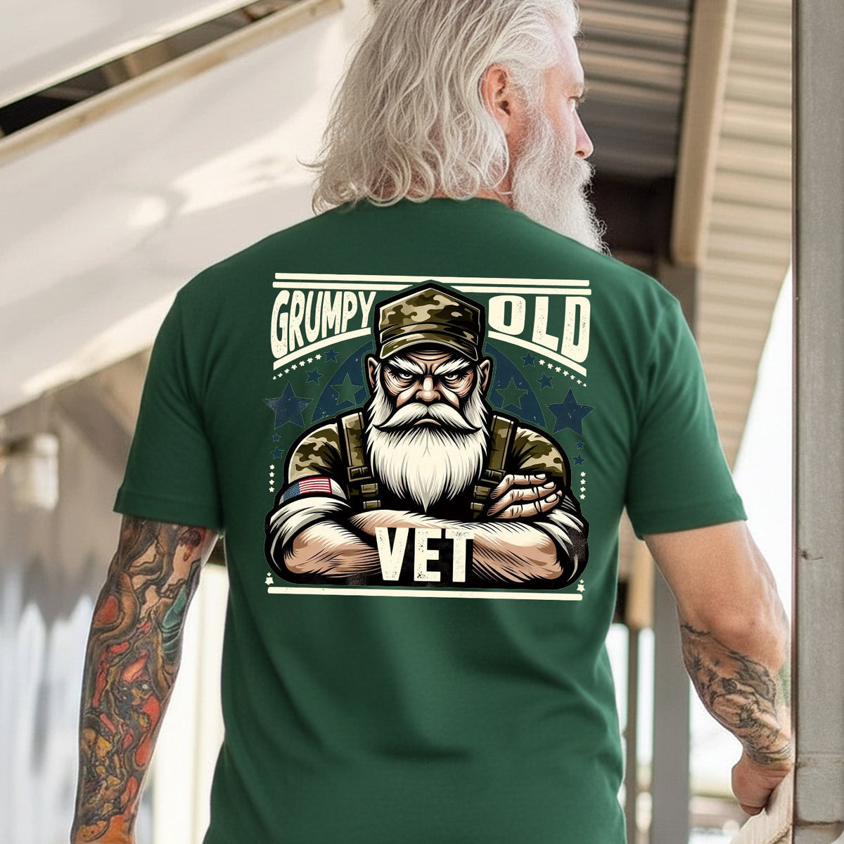 Grumpy Old Vet Proud US Military Veteran T-Shirt product image 5