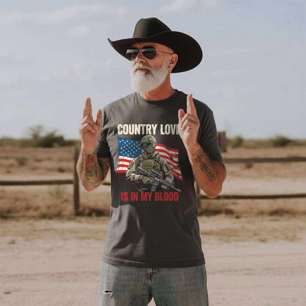 Country Love Is in My Blood Proud T-Shirt product image 4