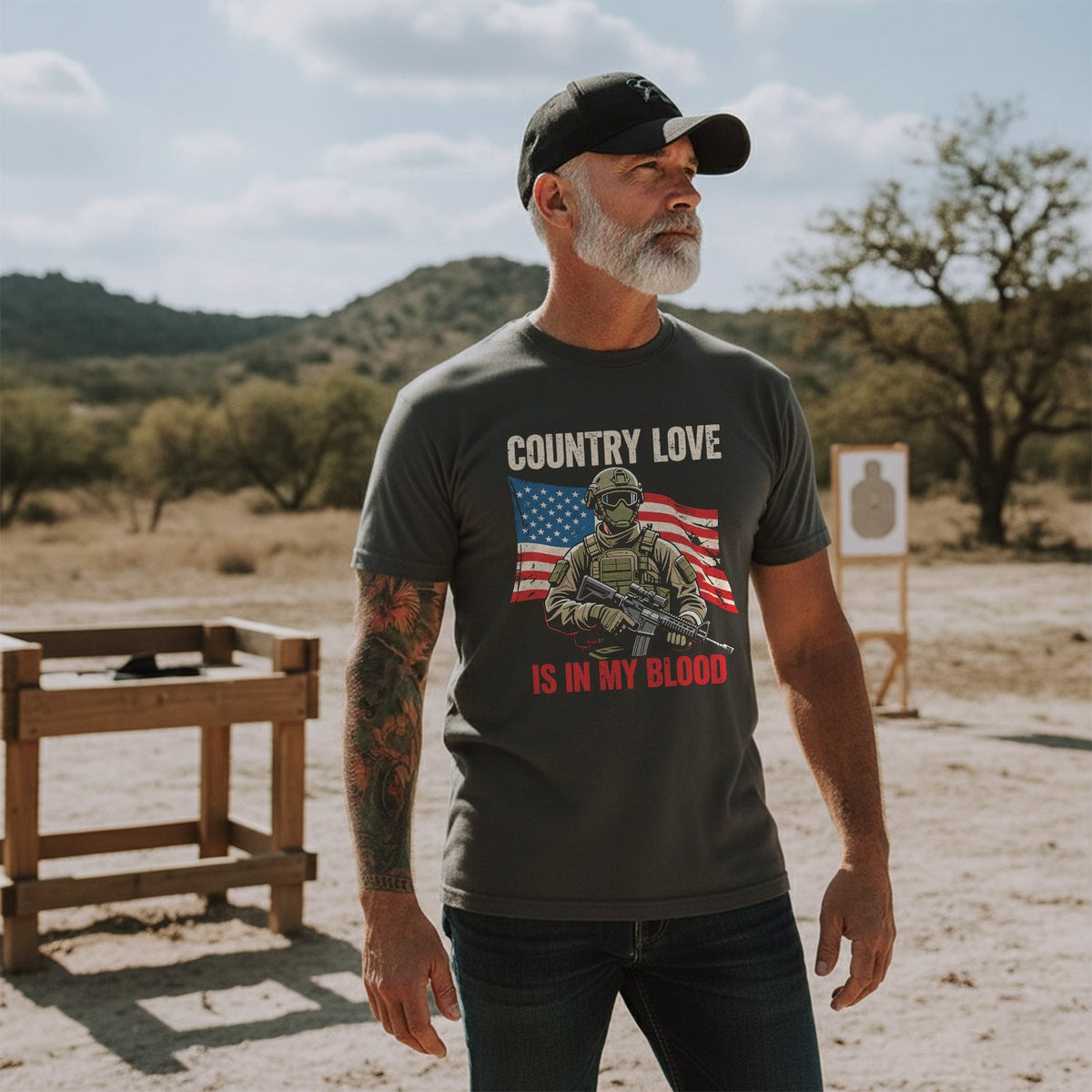 Country Love Is in My Blood Proud T-Shirt product image 5