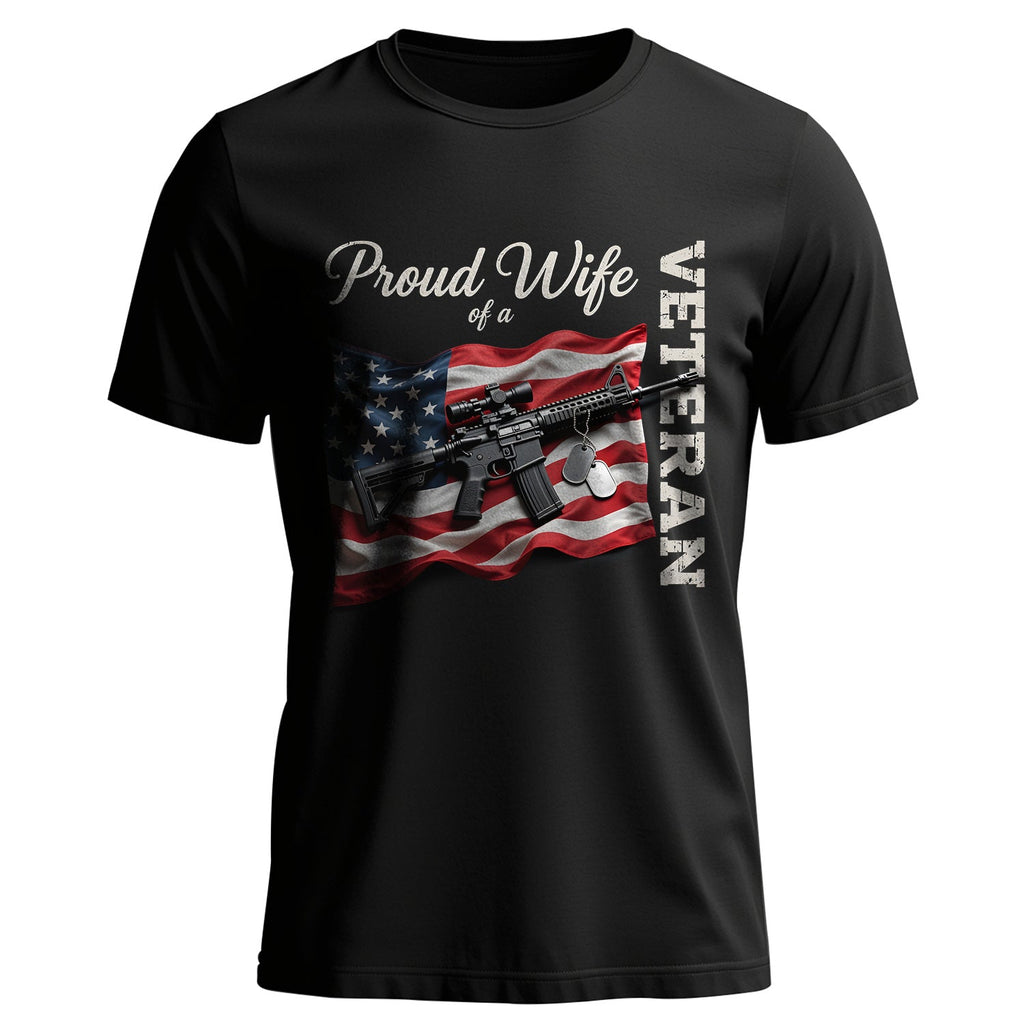 Proud Wife of a Veteran Strong Heart Loyal T-Shirt product image 1