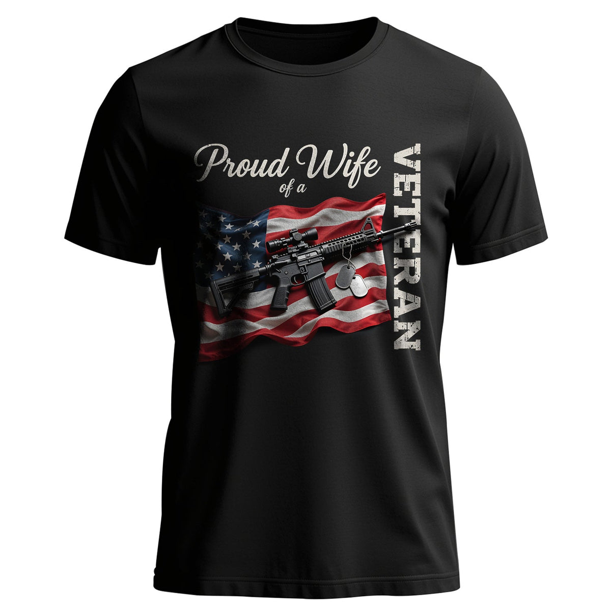 Proud Wife of a Veteran Strong Heart Loyal T-Shirt product image 1