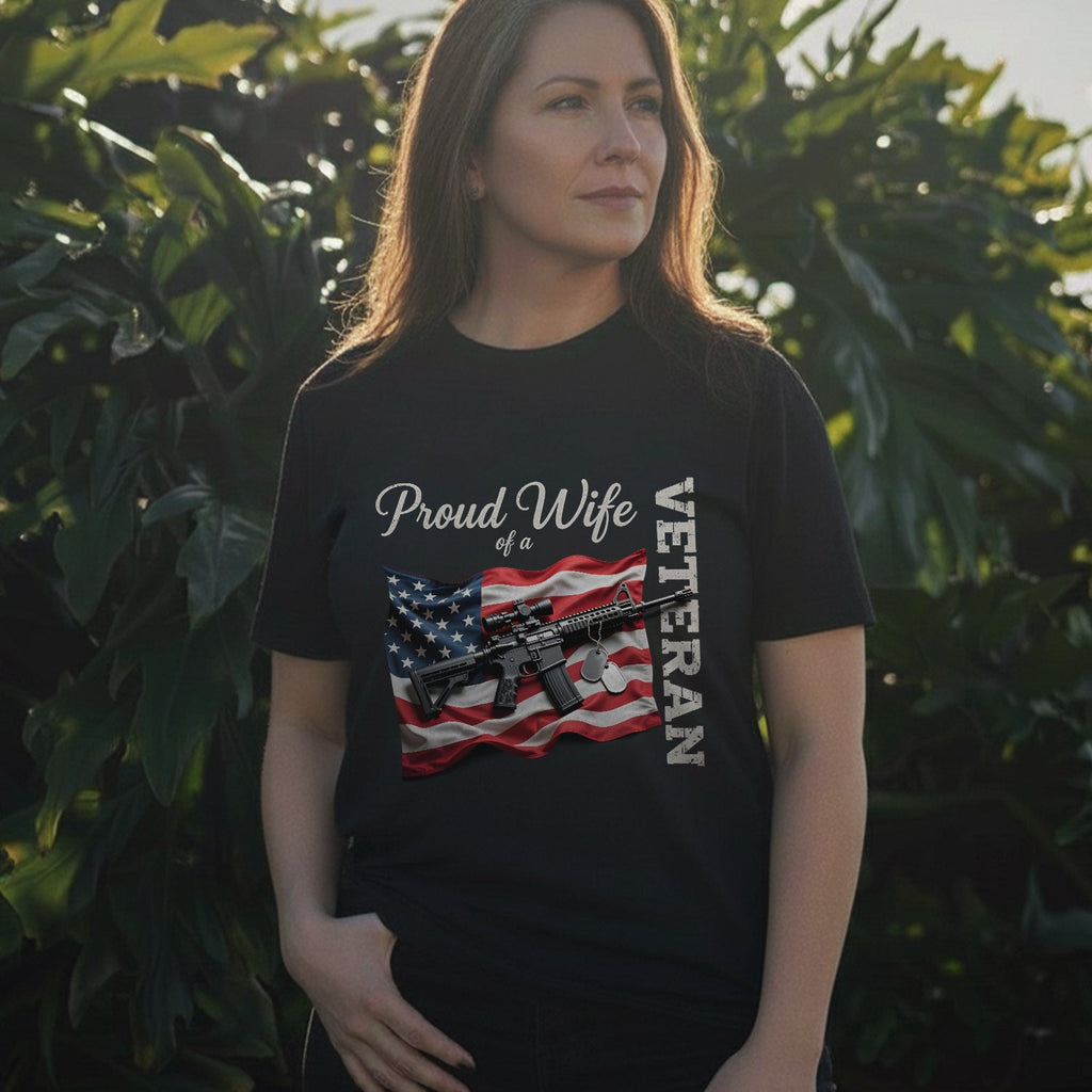 Proud Wife of a Veteran Strong Heart Loyal T-Shirt product image 2